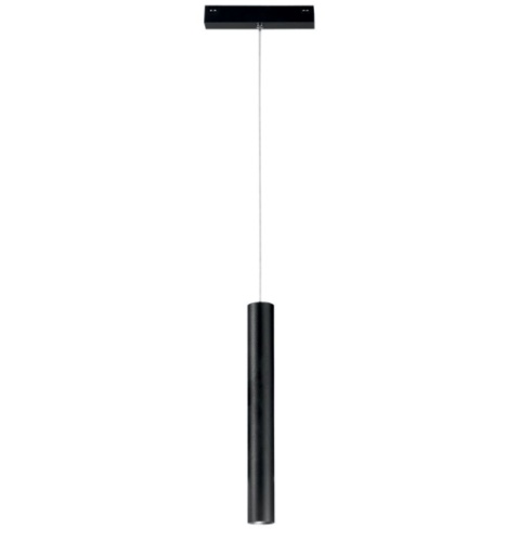 Immagine di Sospensione Tubolare Nera Led Per Binario Elettrificato 48V Da Vinci Tubo Intec