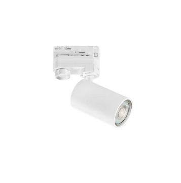 Immagine di Faro Proiettore GU10 Squib Bianco Con Adattatore Trifase Per Binario Track Intec