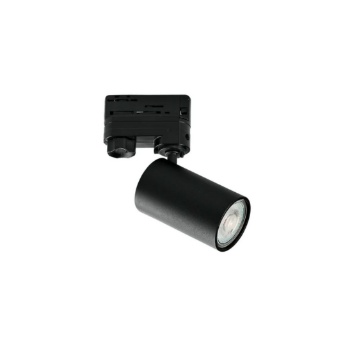 Immagine di Proiettore Orientabile GU10 Squib Nero Con Adattatore Trifase Per Binario Track Intec
