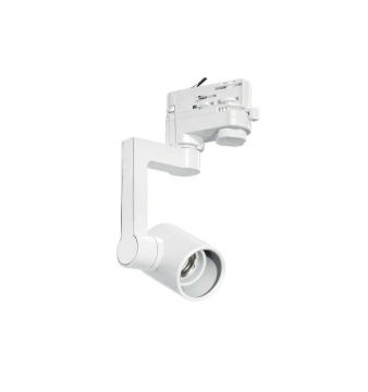 Immagine di Proiettore Braccio Orientabile Con Adattatore Trifase Binario Track Express Bianco E27 Intec