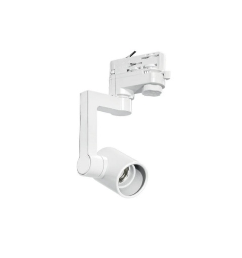 Immagine di Proiettore Braccio Orientabile Con Adattatore Trifase Binario Track Express Bianco E27 Intec