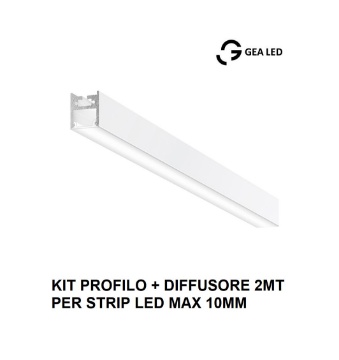 Immagine di Profilo Alluminio 2Mt Bianco Per Strip Led max 10mm Bled G PBLPB2 Gea