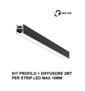 Immagine di Profilo Alluminio Nero 2 Metri Per Strip Led max 10mm Bled G PBLPN2 Gea