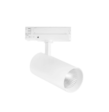 Immagine di Faro Cilindro Plane Bianco-Nero Orientabile Led 40w Per Binari Trifase Intec