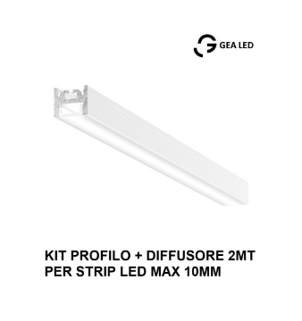 Immagine di Profilo In Alluminio Bianco 2 Metri Per Strip Led max 10mm Riga G PRIPB2 Gea