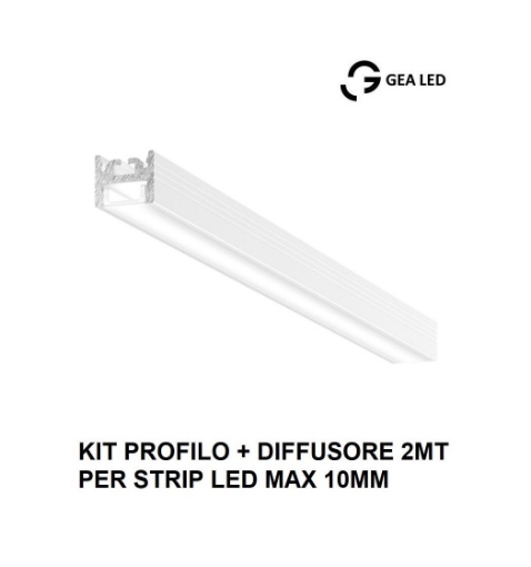 Immagine di Profilo In Alluminio Bianco 2 Metri Per Strip Led max 10mm Riga G PRIPB2 Gea