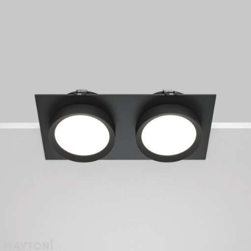 Immagine di Faretto Squadrato Da Incasso Nero 2 Luci Led Gx53 Hoop Maytoni