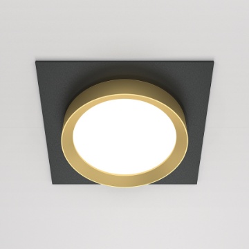 Immagine di Faretto Da Incasso Quadrato Nero Oro Led Gx53 110mm Hoop Maytoni