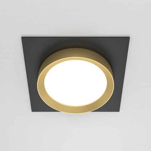 Immagine di Faretto Da Incasso Quadrato Nero Oro Led Gx53 110mm Hoop Maytoni