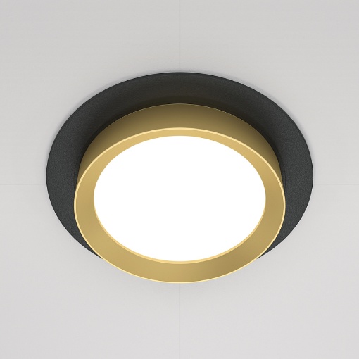 Immagine di Faretto Da Incasso Rotondo Oro Nero 110mm Led Gx53 Hoop Maytoni