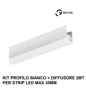 Immagine di Profilo Alluminio 2Mt Bianco Per Strip Led Max 30mm Brasilia GBRPB2 Gea