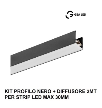Immagine di Profilo Nero 2 Metri Per Strip Led Max 30mm Brasilia GBRPN2 Gea
