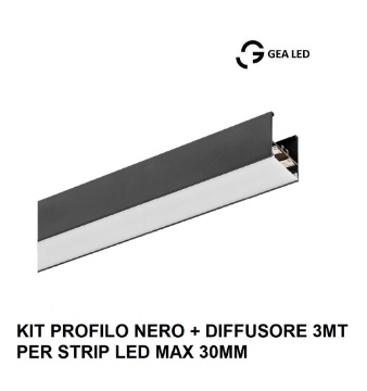 Immagine di Profilo Nero 3 Metri Per Strip Led Max 30mm Brasilia GBRPN3 Gea