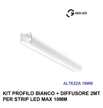 Immagine di Profilo Bianco 2 Metri Per Strip Led Max 10mm Baku P Gea