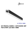 Immagine di Profilo Nero 2 Metri Per Strip Led Max 10mm Baku P Gea