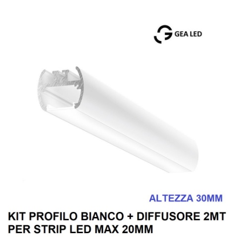 Immagine di Profilo Bianco 2 Metri Per Strisce LED Max 20mm Baku G Gea