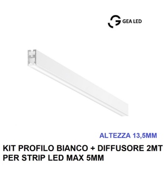 Immagine di Profilo 2mt Plafone Bianco Per Strisce Led max 5 mm Bled P Gea