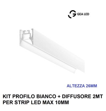 Immagine di Profilo Plafone 2mt Bianco Per Strisce Led 10 mm Bucarest P Gea