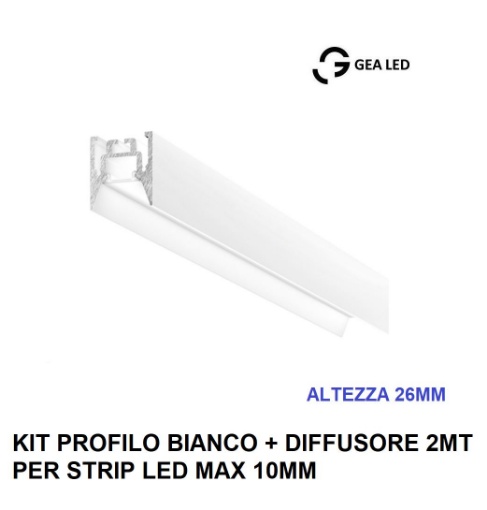 Immagine di Profilo Plafone 2mt Bianco Per Strisce Led 10 mm Bucarest P Gea