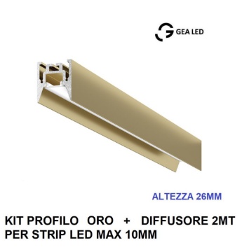 Immagine di Profilo Plafone 2mt Oro Per Strisce Led 10 mm Bucarest P Gea