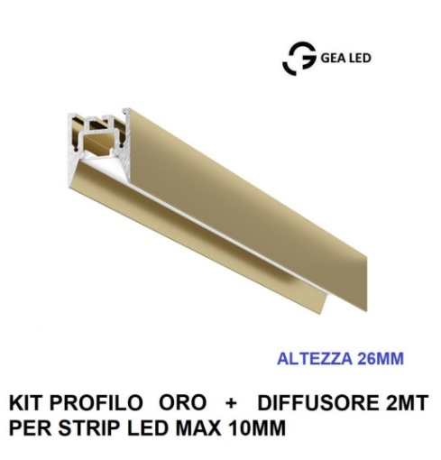 Immagine di Profilo Plafone 2mt Oro Per Strisce Led 10 mm Bucarest P Gea