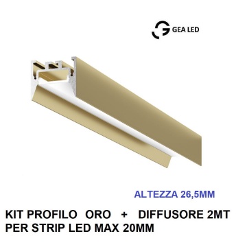 Immagine di Profilo Plafone 2mt Oro Per Strisce Led 20mm Bucarest G Gea