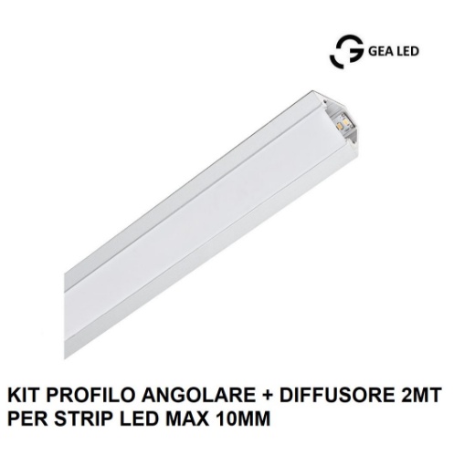 Immagine di Profilo Angolare 2mt Bianco Per Strip Led 10 mm Avana Gea