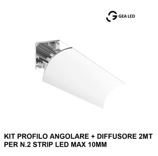 Immagine di Profilo Angolare Bianco 2 Metri Per n.2 Strip Led 10 mm Lubiana C Gea Luce