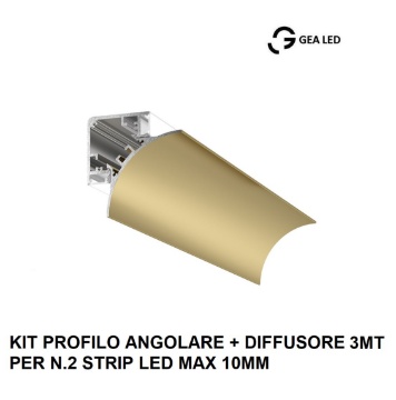 Immagine di Profilo Angolare 3mt Oro Lubiana C Gea Luce Per n.2 Strip Led 10 mm