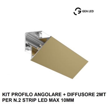 Immagine di Profilo Angolare 2mt Oro Biemissione Per 2 Strip Led max 10 mm Lubiana D Gea Luce