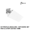 Immagine di Profilo Angolare Biemissione Lubiana D 3mt Bianco Per 2 Strip Led max 10 mm Gea Luce