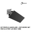 Immagine di Profilo Angolare Biemissione Lubiana D 3mt Nero Per 2 Strip Led max 10 mm Gea Luce