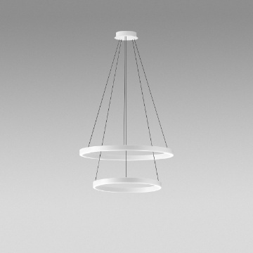 Immagine di Sospensione Bianca Due Anelli Led 60W 3000k Dimmerabile Criseide S2/P Gea Luce