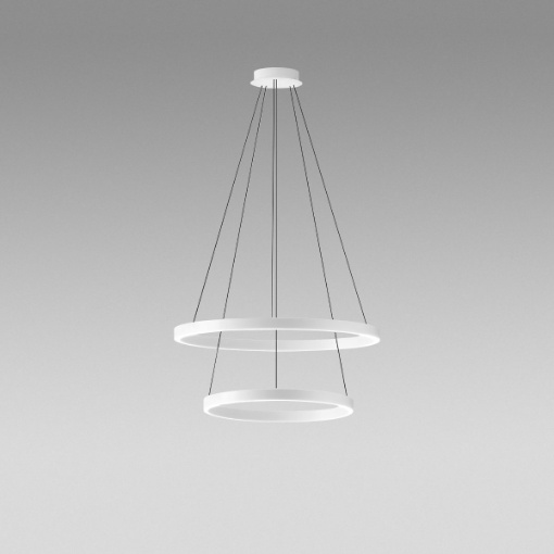Immagine di Sospensione Bianca Due Anelli Led 60W 3000k Dimmerabile Criseide S2/P Gea Luce