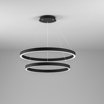 Immagine di Lampadario Nero 2 Cerchi Led 75w 3000k Dimmerabile Criseide S2/G Gea Luce