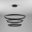 Immagine di Lampadario Nero Con 3 Cerchi Led 125w 3000k Dimmerabile Criseide S3 Gea Luce
