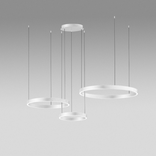 Immagine di Lampadario Decentrato 3 Cerchi Led 100w 3000k Dimmerabile Criseide S/3D Bianco Gea Luce
