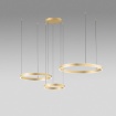 Immagine di Lampadario Oro Decentrato Con Tre Cerchi Led Dimmerabile 100w 3000k Criseide S/3D Gea Luce