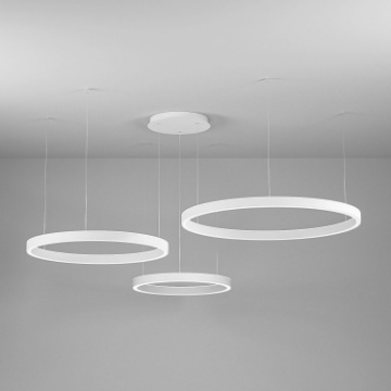 Immagine di Lampadario Decentrato 3 Cerchi Led 125w 3000k Dimmerabile Criseide S/3D Bianco Gea Luce