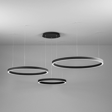 Immagine di Lampadario Gea Luce Criseide  S/3D Nero 3 Anelli Con Decentramento Led 125w 3000k Dimmerabile