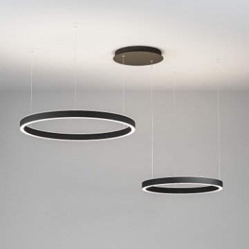 Immagine di Sospensione Due Cerchi Decentrati Nero Led Dimmerabile 75w 3000k Criseide Gea Led