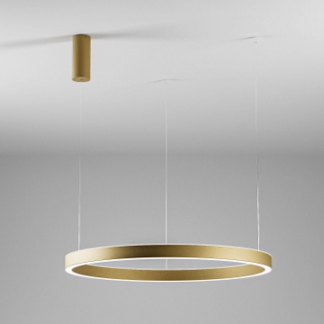 Immagine di Lampadario Oro Con Decentramento Cerchio Biemissione Led 100w 3000k Per Tavolo Criseide S/1G Gea