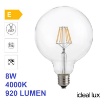 Immagine di Lampadina E27 Globo Trasparente 125mm Led 8w 4000K 920Lm Ideal Lux