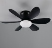 Immagine di Ventilatore 6 Pale Da Soffitto Nero Inverter Con Telecomando Led CCT 8w Lund Trio