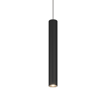 Immagine di Sospensione Cilindrica Nera Con Adattatore Monofase Per Binari Top Light