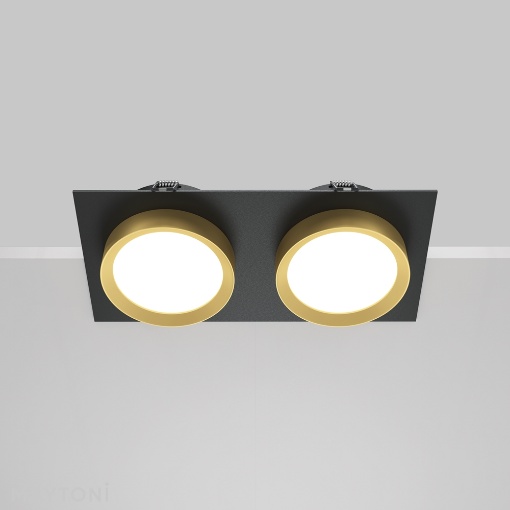 Immagine di Faretto Incasso 2 Luci Gx53 Nero Oro Hoop Maytoni