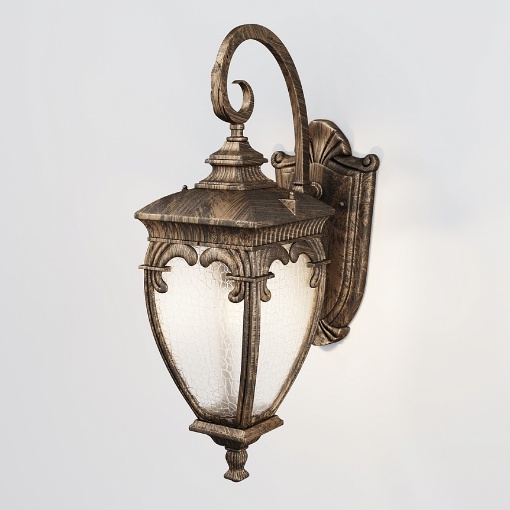 Immagine di Applique Da Parete Lanterna Classica Oro Nero Verso Giù Fleur IP44 Maytoni