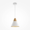 Immagine di Sospensione Bicones Cono Metallo Bianco e Legno Maytoni