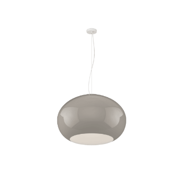 Immagine di Lampadario Moderno Casper Top Light Vetro Lucido Tortora Rotondo 55cm 3xE27