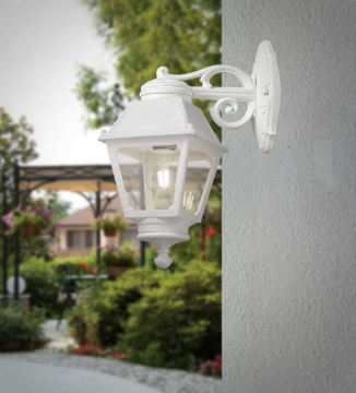 Immagine di Applique Lanterna Esterno Bianca In Resina IP55 Alba Top Light